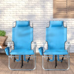 Same Code 12975209 63*70*99cm Heightened Oxford Cloth Silver White Aluminum Tube Bearing 100kg Beach Chair Blue - Image 8
