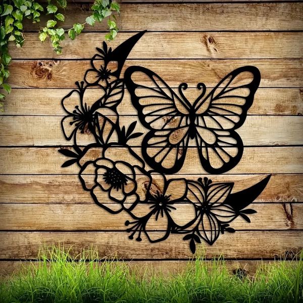 83351600_1 CIFbuy Moon Phase Butterfly iron Wall Art Bohemian Hanging Decor Indoor Outdoor Waterproof Sculpture Gift (TikTok, temu pick-up service) - Image 1