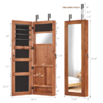 no provide self pick-up.Solid Wood Jewelry Armoire Organizer Cabinet with Full-Length Mirror, 47.5x14.3 in Wall-Mounted Lockable with LED Light - Image 2