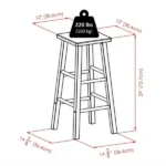Square Seat Bar Stool, Walnut Finish (Shipment from Walmart) - Image 3