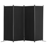 4 Panel Room Dividers, Foldable Privacy Screens, Cloth Segregation Panels for Workspace, Bedroom, Meal Space, Study Area, Black (Shipment from Walmart)