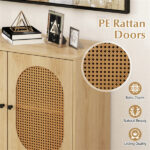 Natural PE Rattan Buffet Cabinet with 3-Level Adjustable Shelf, Boho Style & Soft-Close Hinges - Image 9