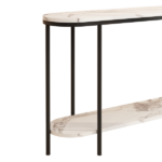 Same Code 40085878 Console Table 2 Tier Narrow Entryway Table with Storage Shelves Faux Marble Narrow Table for Living Bedroom Hallway Office Easy Assembly, Black & White - Image 4