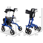 2-in-1 Blue Rollator Walker & Wheelchair - 330 lbs Capacity, 8" PVC Wheels + X-Shaped Structure (Stability), Ideal for Seniors/Disabled - Image 2
