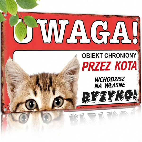 CIFbuy Vintage Metal Sign 8x12 Inch, Funny Cat Warning Decor With Big Eyes, 2D Flat Polish Humor Pet Security Wall Art, Durable Indoor TikTok, TikTok, Flat Polish Humor Pet Security Wall Art Self-pickup Logiopics