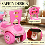 Kids Pink Foot-to-Floor Push Car — Horn, Light & Music, Anti-Tip Backwards Device, Underseat Storage for Toddlers - Image 6