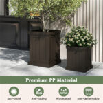 Set of 2 Stackable PP Planters with Efficient Drainage Holes, Weather-Resistant Flower Pots for Indoor Outdoor Use - Image 7