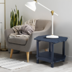 2-Tier Outdoor Side Table, HDPE Adirondack Table Patio Side Table, Weather Resistant End Table Small Outdoor Table, Navy Blue - Image 9