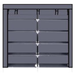 7 Tiers Portable Shoe Rack Closet Fabric Cover Shoe Storage Organizer Cabinet Gray - Image 9