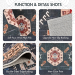 Boho Kitchen Rugs Sets 4 Piece with Runner Floral Kitchen Floor Mat Carpet Farmhouse Kitchen Rugs and Mats Non Skid Washable Runner Rug for Kitchen Floor Sink - Image 3