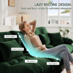 Cloud Couch 2 Seater Sofa for Living Room, Chenille 2 - Seat sofa with 2 Lumbar pillows and 2 throw pillows,Chenille Green - Image 12