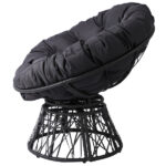 38" Ergonomic Swivel Wicker Papasan Chair with Thick Tufted Cushions, 360 Degree Rotatable Chairs for Living Room Bedroom Reading Room, Gray Cushion - Image 2