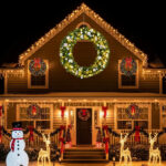 60in Pre-lit Christmas Wreath, Lighted Artificial Xmas Wreath with 220 Cold & Warm White Lights and 600 PVC Tips and DIY Ornaments, for Front Door Gate Wall Xmas Party Decorations, Light Green - Image 3