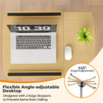 Adjustable Laptop Desk Cart, 24.5”-36” Height & Tilt Angle Mobile Workstation with Lockable Wheels, Natural - Image 8