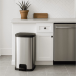 Kitchen Trash Can, 13.2 Gallon Plastic Step Garbage Bin with Lid, Silver - Image 6
