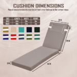 Outdoor Chaise Lounge Cushion, 72 in. x 21 in. x 3 in. Waterproof Fade-Resistant Patio Chair Pad for Pool Beach - Image 3