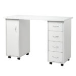 Double Edged Manicure Nail Table with Drawer White - Image 9