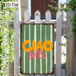 CIFbuy Ciao Bella Italian Metal Poster, Yellow Vertical Stripes Wall Art, Weather Resistant Outdoor Sign, Resistant Outdoor Sign, Durable 2D Fl PosikTok, PosikTok, eather Resistant Outdoor Sign Self-elckup Logiop Flll - Image 6
