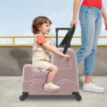22 Inch Ride-on Suitcase for Kids & Teens, Toddler Travel Luggage with Seat, Spinner Wheels, Safety Belt, Stroller-Style Checked Luggage with Combination Lock&Telescoping Handle for Ages 5-18 - Image 10