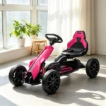 Pink Kids Pedal Go Kart, Adjustable Seat, Durable Swing Axle, Safe Outdoor Ride-On Toy - Image 7
