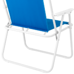 1 Pack Heavy Duty Steel Beach Chair with Umbrella, XL Size 15" Seat Height Royal Blue, Oxford Cloth with Support Bar, Single Position Adjustable, 120kg Load - Image 5