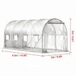 15' x 7' x 7' Walk-in Tunnel Greenhouse, Portable Hot House with Galvanized Steel Hoops & 8 Roll-up Windows - Image 2