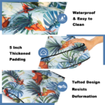 Outdoor Bench Cushion, 63 × 20 × 4 Inch, Tufted Waterproof Swing Cushion with Ties, for Patio Bench or Window Seat - Image 3
