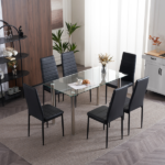 4pcs Elegant Assembled Stripping Texture High Backrest Dining Chairs Black Replace encoding 13028198-18410366 - Image 157
