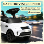 White 2-in-1 6V Battery-Powered Electric Ride-on Car with Sliding Mechanism Headlights Music Horn for Kids - Image 6