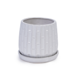 Handmade White Glazed Ceramic Planter Set of 2, 6" & 8" Diameter, Bamboo-like Pattern, for Orchids Indoor/Outdoor Shelf and Table Use, Breathable Clay - Image 11