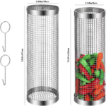 2 extra large outdoor barbecue rolling barbecue baskets Bbq mesh stainless steel large round mesh rotating barbecue tube cages vegetables vegetables vegetables fish meat food picnic cooking accessories, gifts - Image 2