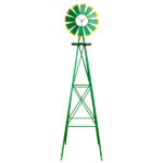 8FT Weather Resistant Yard Garden Windmill Green - Image 3