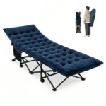  Black Foldable Heavy Duty Camping Cot 330LBS, Portable Outdoor Sleeping Bed with Cushion & Carry Bag for Camping Office Nap - Image 27