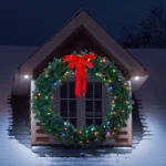 Replace 35948786 60in Pre-lit Christmas Wreath, Lighted Artificial Xmas Wreath with 220 Warm & Multi-color Lights and 600 PVC Tips, Remote Control Stepless Dimming, for Front Door Gate Wall Xmas Party Decorations, Gre - Image 5