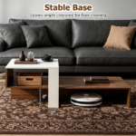 2-Tier Modern Geometric Coffee Table Engineered Wood Low Center Table with Storage Shelf, Waterproof Surface Cross Base Accent Table for Living Room Tea Game Work - Brown & White - Image 5