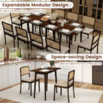 45" Extendable Dining Table Set, 2 Half-Round Tables Convertible to Oval for 4-6 People Walnut - Image 6