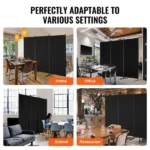 Tri-fold Privacy Barrier, Collapsible Seclusion Panel and Detachable Space Divider for Area Division, Self-standing Dividers for Workspace, Sleeping Area, Study Room, Ebony (Shipment from Walmart) - Image 6