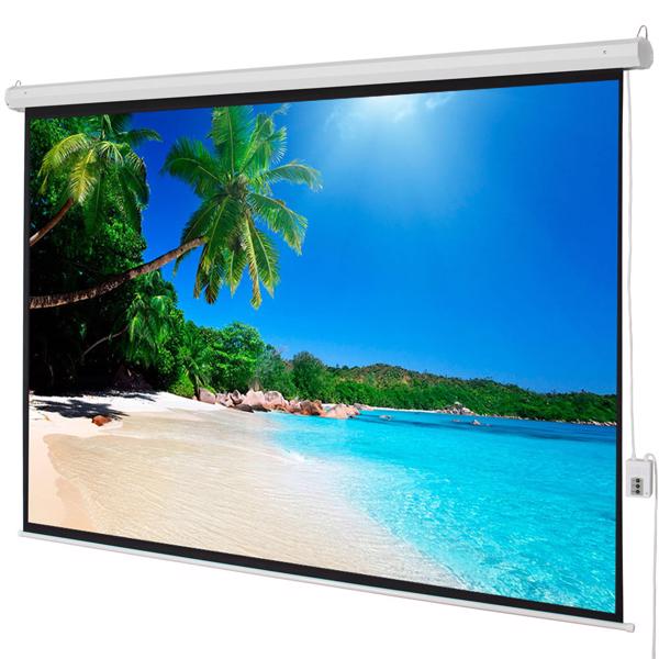84308560_1 100" 4:3 80" x 60" Viewing Area Motorized Projector Screen with Remote Control Matte White - Image 1