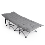 Folding Camping Cot Bed with Soft Pad, Portable Outdoor Cot, Adults Sleeping Bed for Home Office Nap Beach Travel, Gray - Image 11