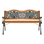 49" Garden Bench Outdoor Patio Park Chair Furniture Hardwood Slats Cast Iron Frame - Image 3