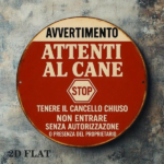 CIFbuy 1pc Vintage Italian "Beware Of Dog" Warning Sign, 8-Inch Round Metal Plaque With Stop Symbol & Dog Icon, Outdoor Aluminum Decor TikTok, TikTok, Self-pickup Logiopics - Image 4