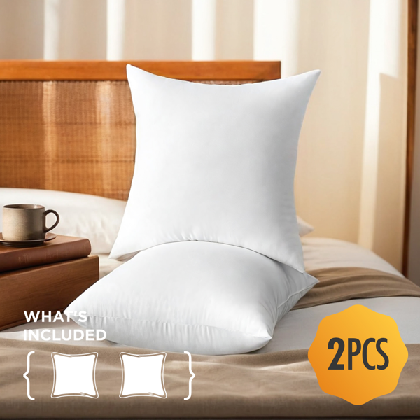 Double the comfort with this set of two 20-inch white pillow inserts. Excellent loft instantly enhances the coziness of your sofa and bed. The cover-free design encourages creative mixing and matching, perfect for seasonal updates or style refresh.