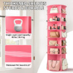7-tier, 360° rotating wood-plastic composite shoe rack, 60*60*184cm, pink - Image 6