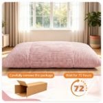 Pink Convertible Corduroy Bean Bag Floor Sofa for Adults, 76.5x55 Inch Sponge Filling Foldable Floor Mattress Guest Bed, Removable Washable Cover Large Lazy Lounger - Image 9