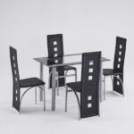 4pcs long backrest square hollow decoration PU leather dining chair round tube black cushion electroplating chair leg N201 Replace encoding13029118 - Image 12