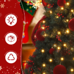 7.5 FT Artificial Christmas Tree with DIY 300 Warm White LED Lights, Hinged Xmas Pine Tree with Giant Bowknot and Red Ball Ornaments for Holiday Party Office Home, Dark Green Tree & Red Decor - Image 7