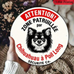 CIFbuy 1pc Vintage French Chihuahua Patrol Zone Sign, 8x8 Round Aluminum Metal Plaque, Funny Dog Owner Yard Fence Porch Decor, 2D Flat TikTok, TikTok, tal Self-pickup Logiopics - Image 2