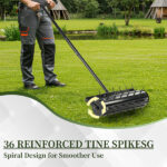 17-inch Lawn Aerator, Rolling Aerator Lawn Tool with T-shaped Handle, Heavy Duty Lawn Aerator Tool, Grass Aerator & Garden Tools for Aeration & Soil Health, Black - Image 9