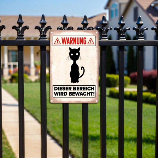 CIFbuy Cat Warning Area Guarded Tin Sign 8x12 Inch, Metal Plaque 2D Flat Unframed Vintage Cat Lover, Decor For Home Wall Garden Yard TinikTok, TinikTok, t Lover Self-Plckup Logioprdintage