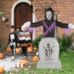 8ft Garden 3pcs LED String Lights Grim Reaper and Grave Inflatable Halloween Decoration - Image 7